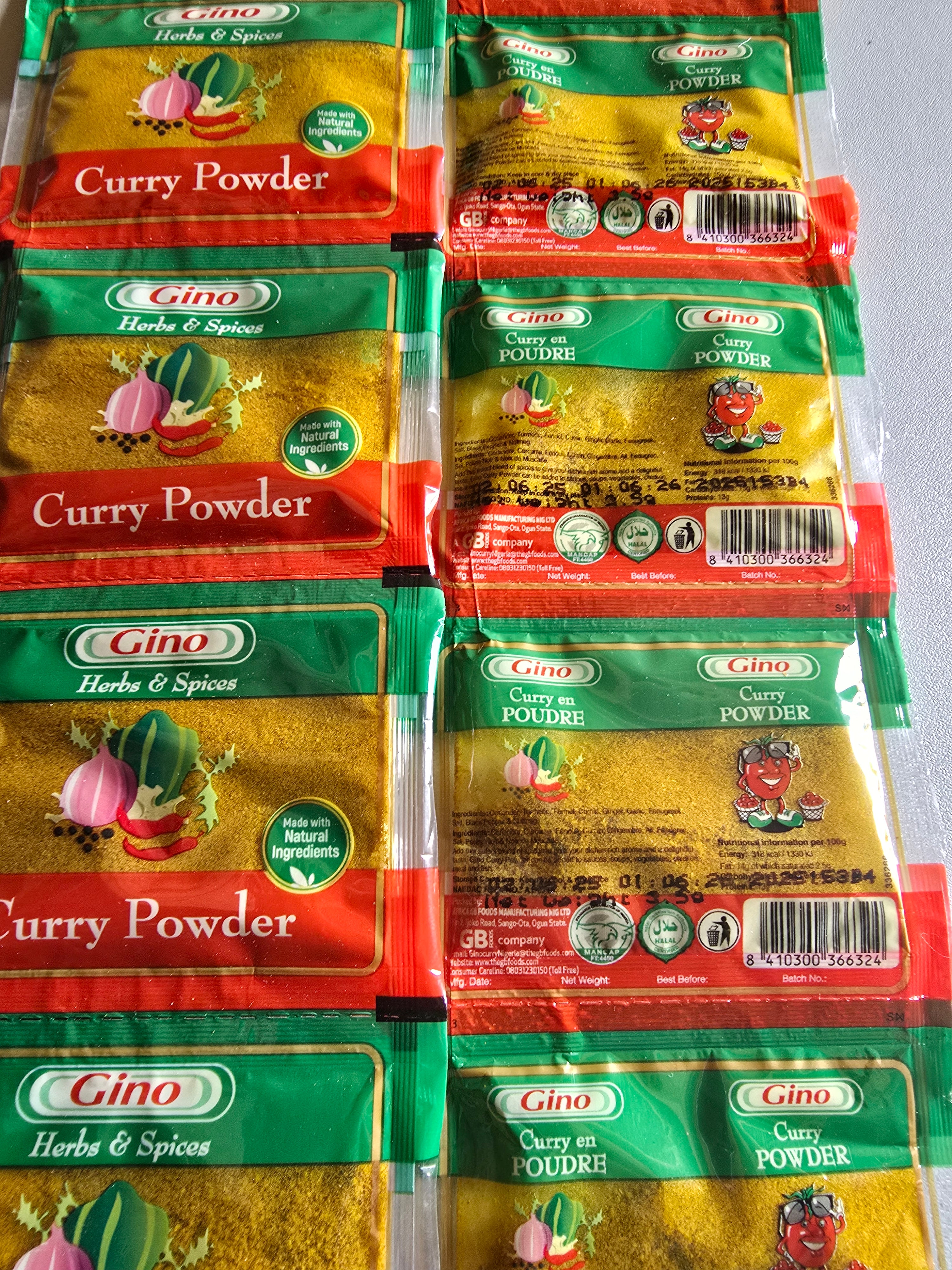 Gino curry powder ( 10 in a roll)